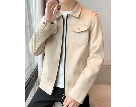 Beige Collared Zip-Up Jacket | Minho – SHINee