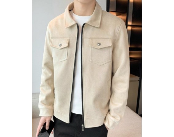 Beige Collared Zip-Up Jacket | Minho – SHINee