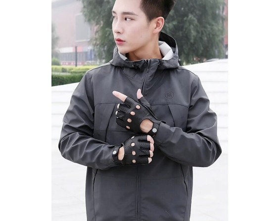 Black Knuckle Holes Faux Leather Half Gloves | Hyunjin – Stray Kids