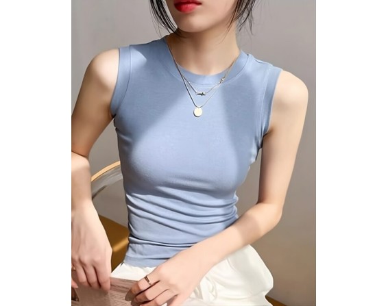 Blue Slim Fit Sleeveless Top | Rose – BlackPink