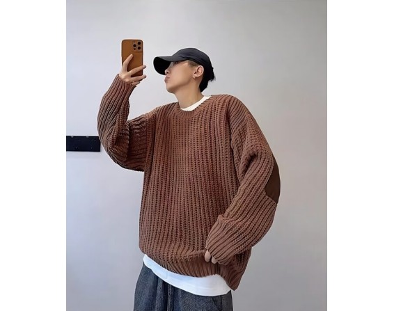 Brown Knitted Oversized Sweater | San – ATEEZ