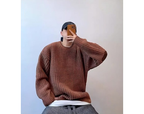 Brown Knitted Oversized Sweater | San – ATEEZ