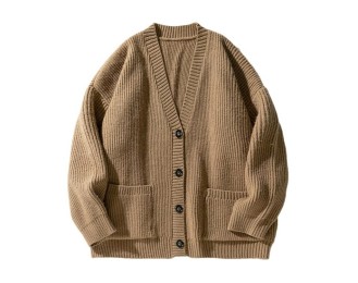 Brown Double Pocket Ribbed Cardigan | Jimin – BTS