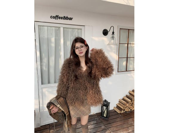 Brown Furry Open Jacket | Onew – SHINee