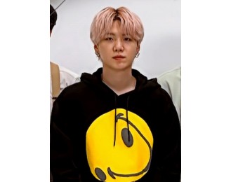 Black Distorted Smiley Face Hoodie | Suga – BTS