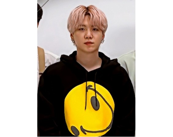 Black Distorted Smiley Face Hoodie | Suga – BTS