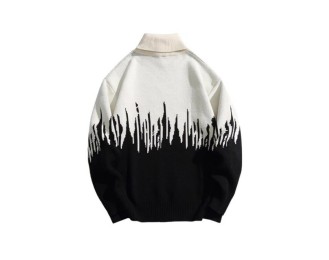 Black And White Contrast Knitted Turtleneck Sweater | RM – BTS