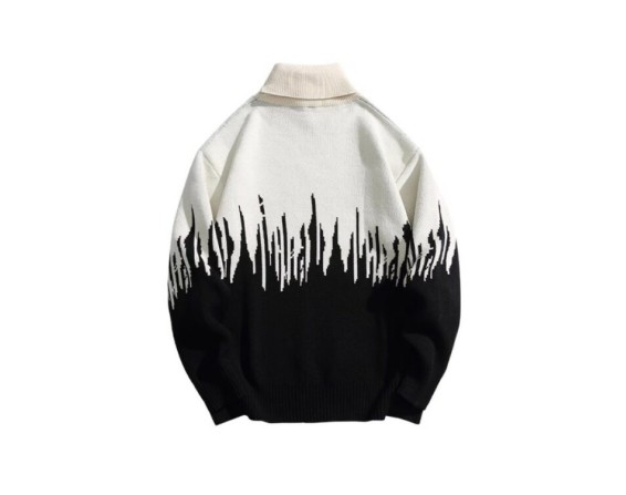 Black And White Contrast Knitted Turtleneck Sweater | RM – BTS