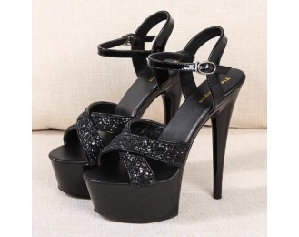 Black Crossed Glitter Band Stiletto | Ningning – Aespa