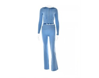 Blue Knitted Slim Fit Track Suit Set | Lisa – BlackPink