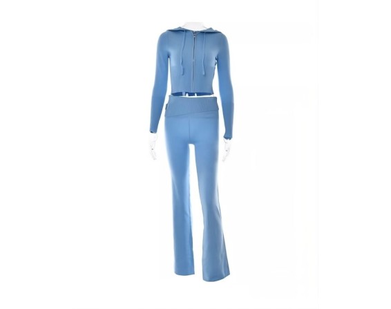 Blue Knitted Slim Fit Track Suit Set | Lisa – BlackPink