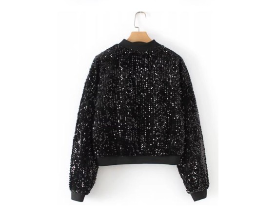 Black Cropped Sparkly Sequin Jacket | Liz – IVE